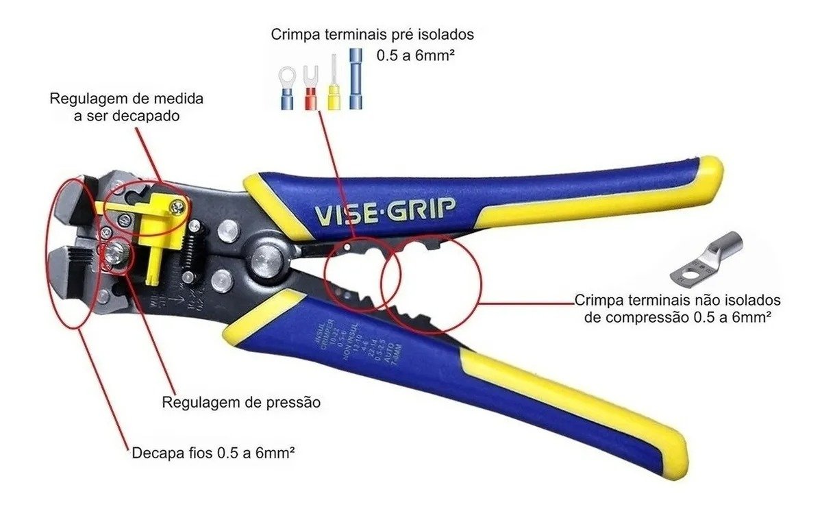 Detalhe do Alicate Eletricista Decapador e Multi-uso IRWIN