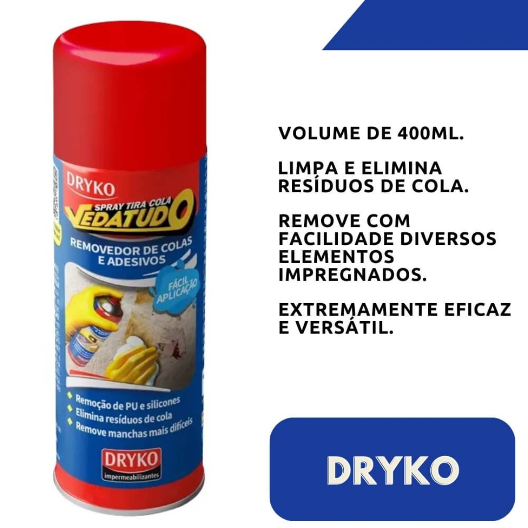 Aplica&ccedil;&atilde;o do Tira Cola Spray Vedatudo Dryko 400ml