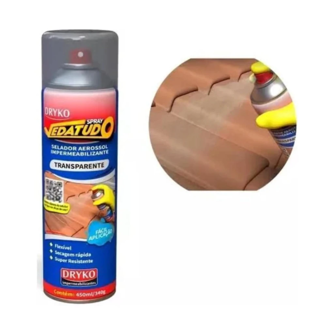 Detalhe do Spray Impermeabilizante Emborrachado Transparente Dryko 400ml